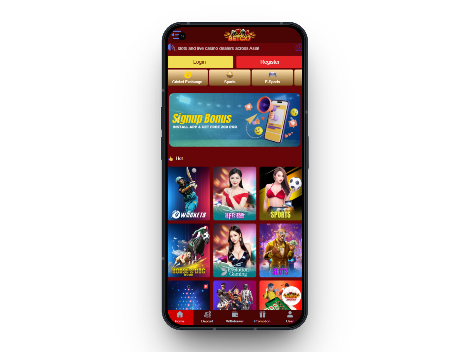 BetCX7 Android app download